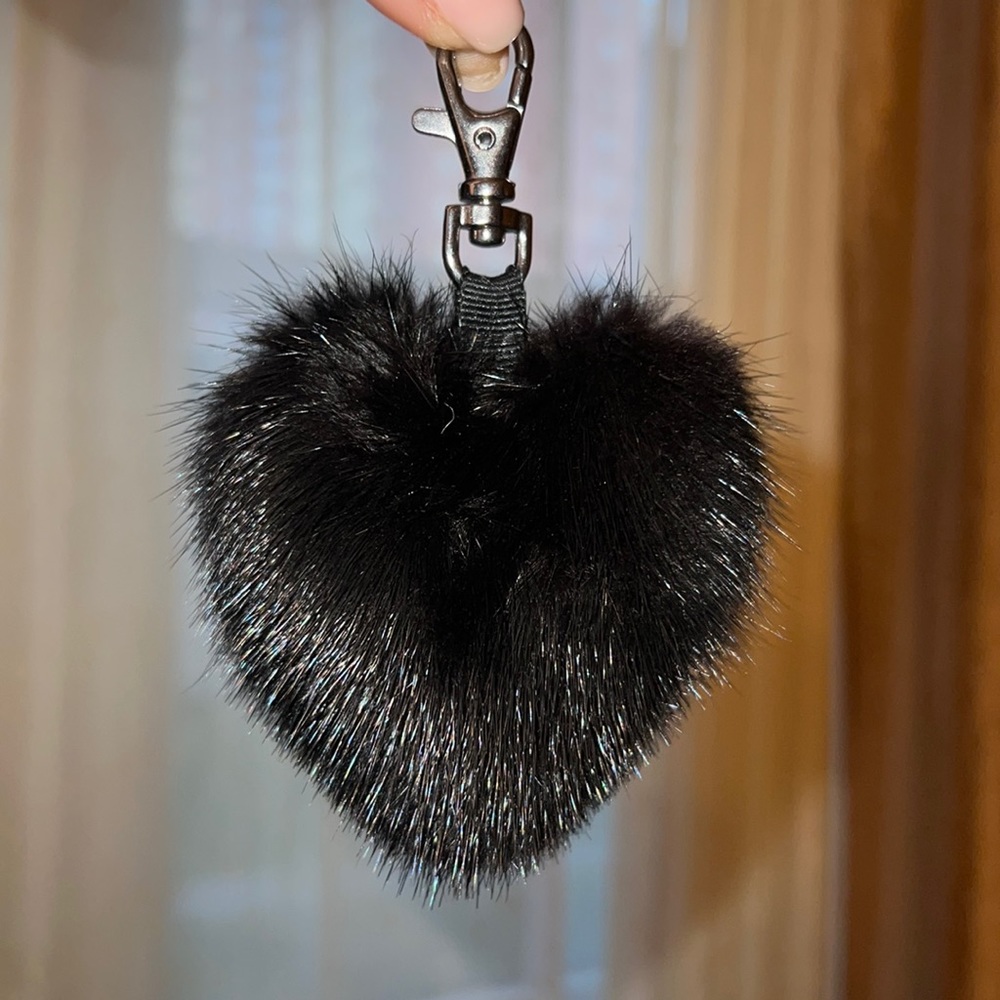 Black mink keychain